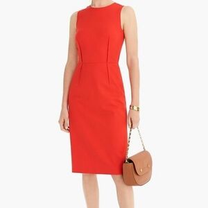 J. Crew Sheath Dress in Bi-Stretch Cotton in Vibrant Red